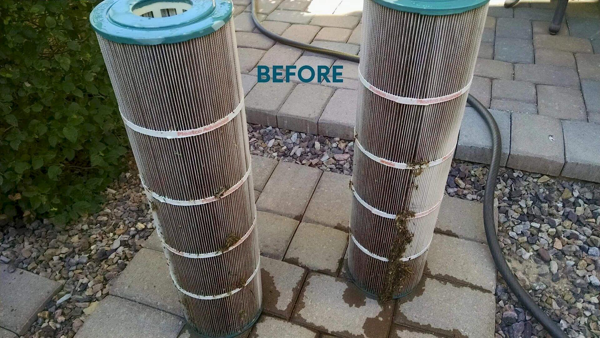 A couple of pillars that have been painted blue.