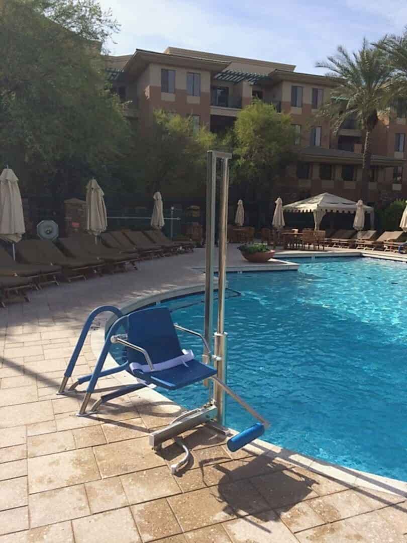 Pool lift for accessible swimming.